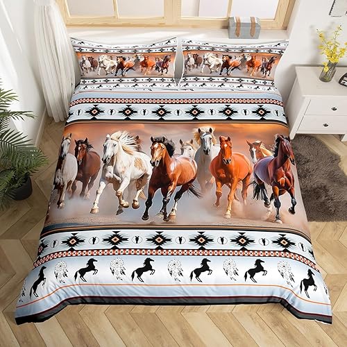 Miniatura 9 de Juego de funda de edredón de vaca de las tierras altas, tribu étnica, flecha, cuerno largo, ganado, funda de edredón de animales de granja de