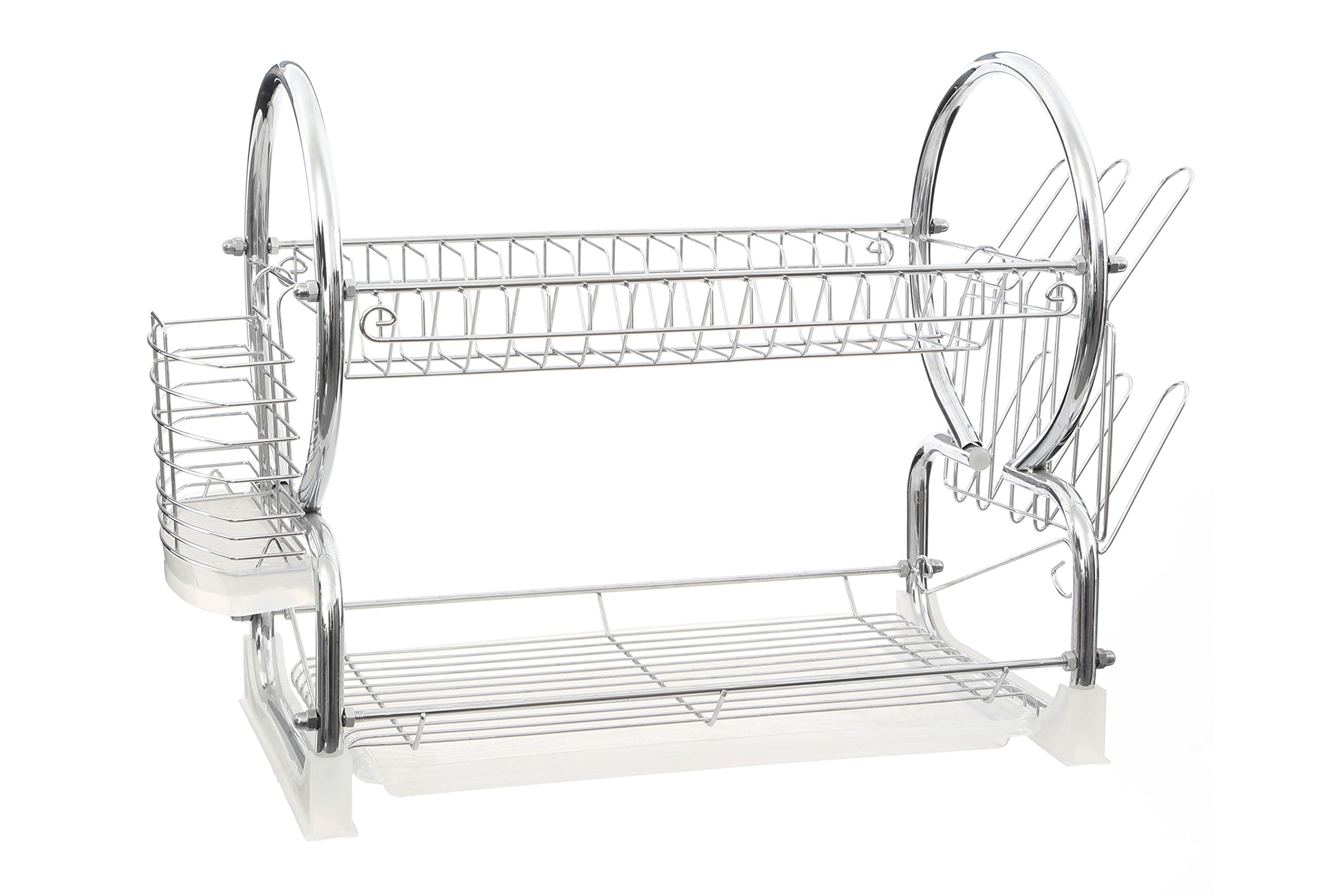 Premier Housewares - Escurridor de Platos de 2 Pisos (con Bandeja extraíble Color Blanco), Cromado