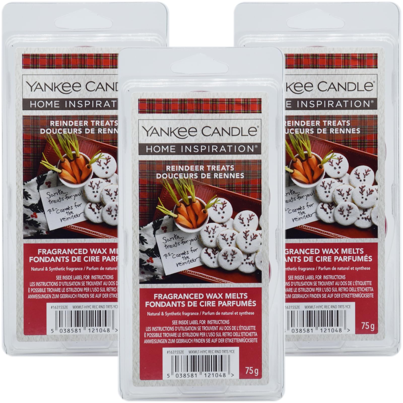 Yankee Candle Warm, Earthy Tone 3X Fragranced Wax Melts Tarts 18 Cubes (3X75g) Reindeer Treats