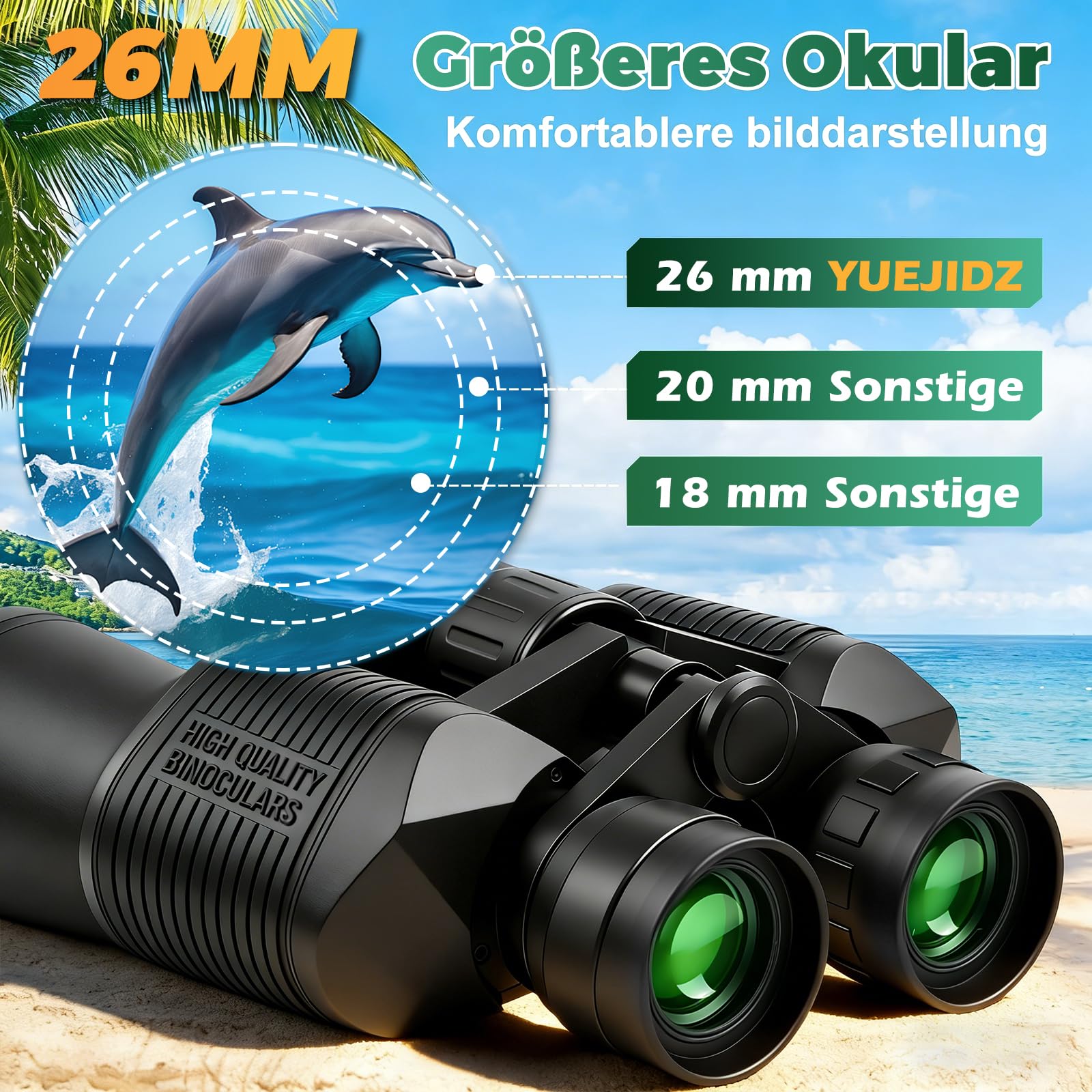 Fernglas 20X50 HD Kompakt Ferngläser Erwachsene Wasserdicht für Vogelbeobachtung, Jagd, Wandern,Konzert Sport im Freien,Fernglas mit BAK4 HD Prisma + FMC Objektiv, auch Brillenträger
