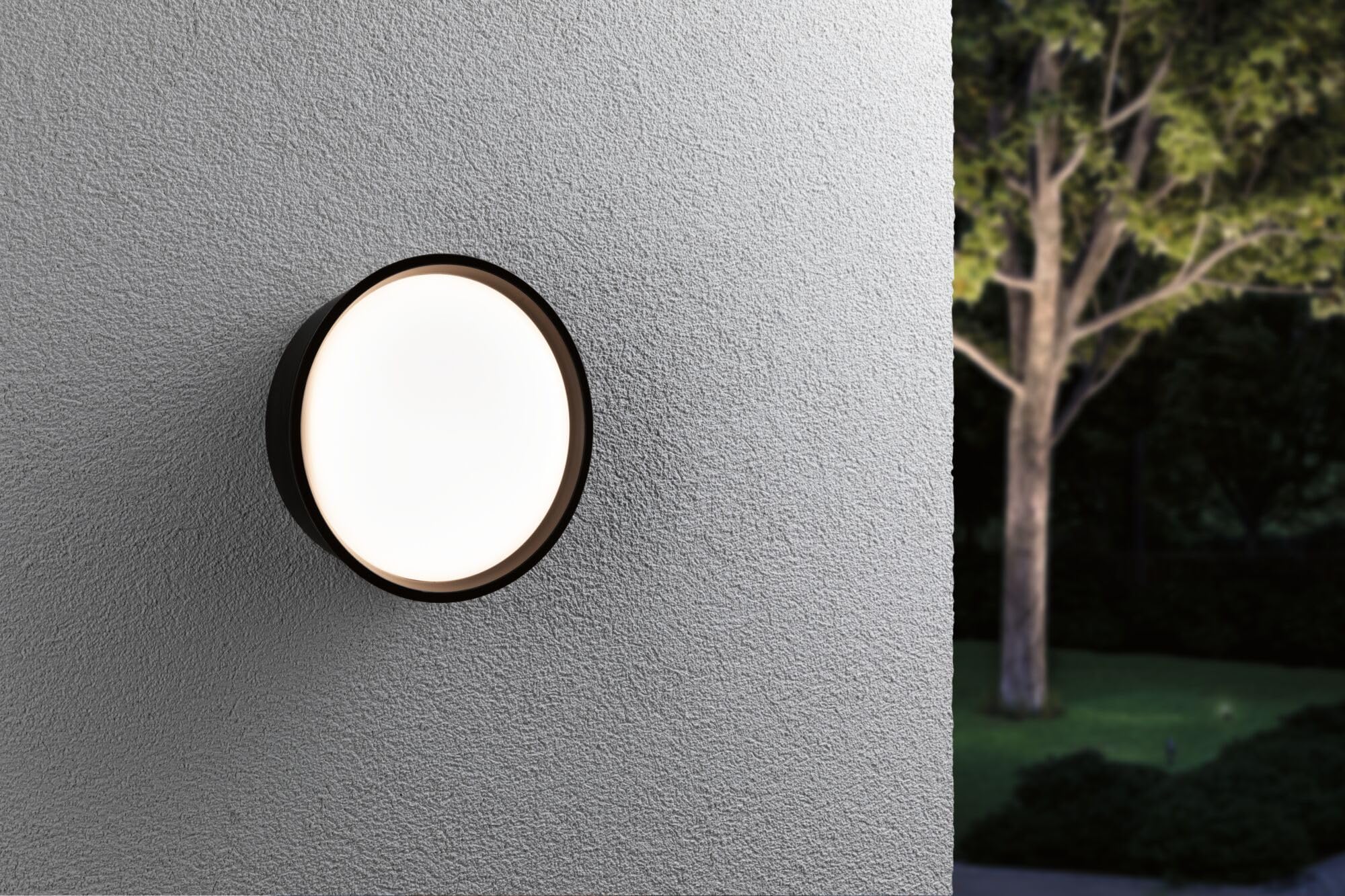 Paulmann 94696 luminaire d'extérieur LED Applique Platomo Résistant à l'eau de mer IP44 rond 180 mm 3000K 14,5W 1200lm 230V Noir plastique