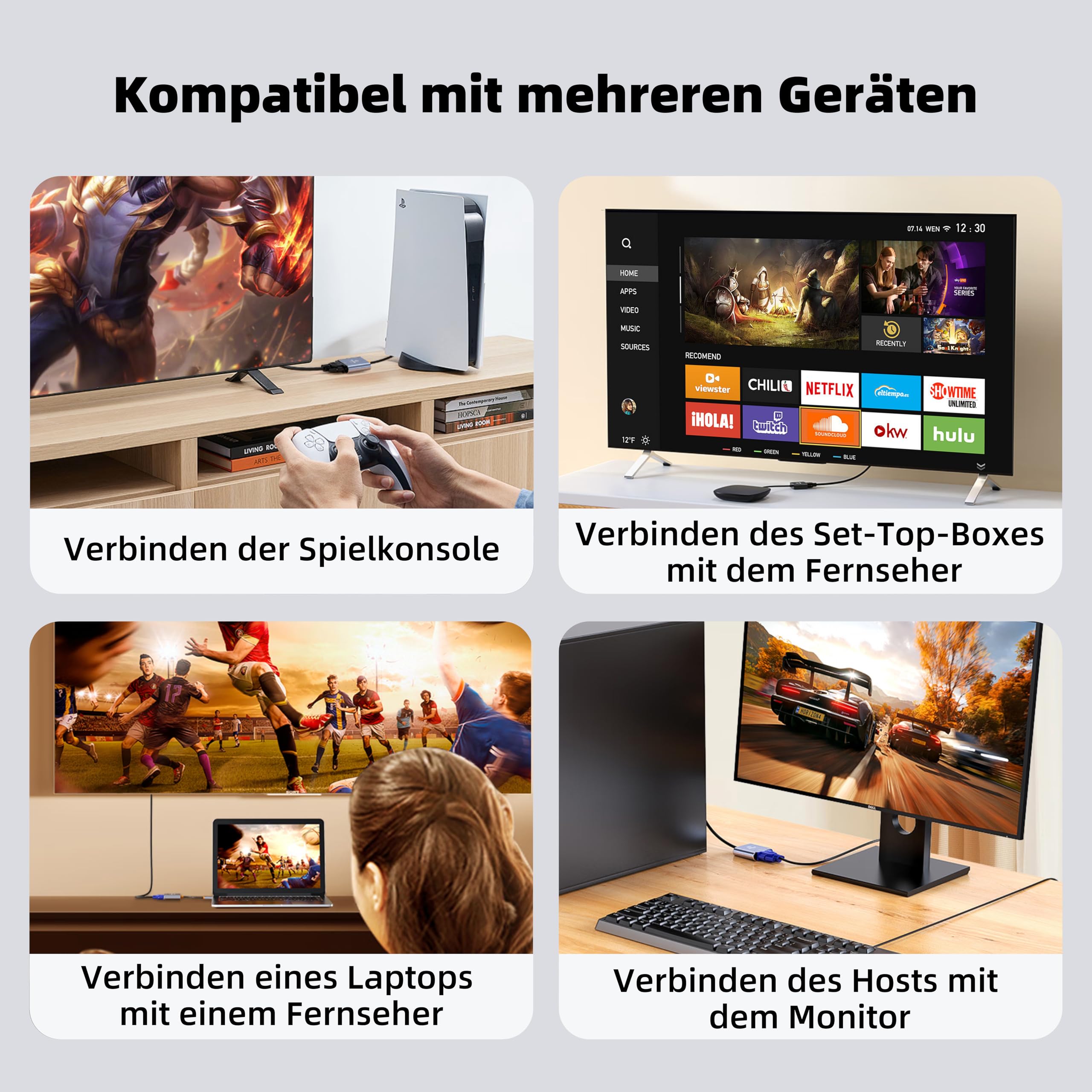 ZH276 adapter HDMI na VGA, 10 szt. 1080p 60 Hz, adapter (wtyczka na gniazdo) do laptopa, komputera, monitora TV, projektora, pozłacanego kabla przyłączeniowego