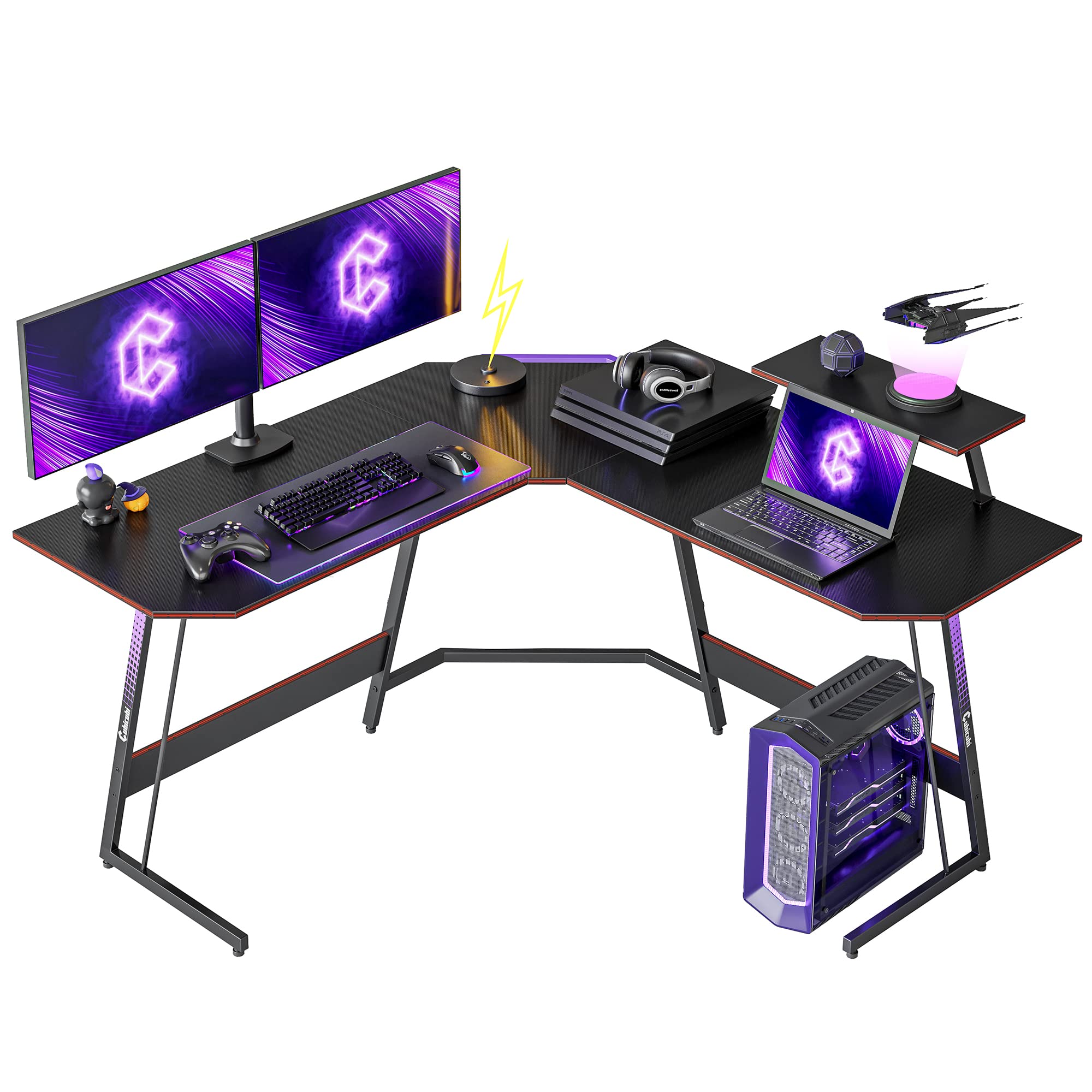 Buy CubiCubi Diamon L Shaped Gaming Desk 53 inch Gamer Workstation