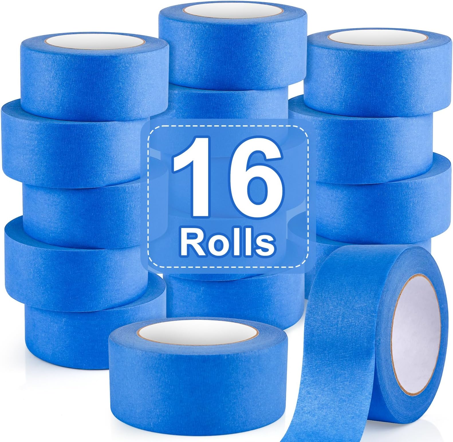 NEOACT 16 Rolls Painters Tape 2 Inch Wide,Multi-Surface No Residue Blue Masking Tape for Walls Painting,Packing,Labeling,DIY Crafts,2 Inch x 55 Yards(880 Yards Total)