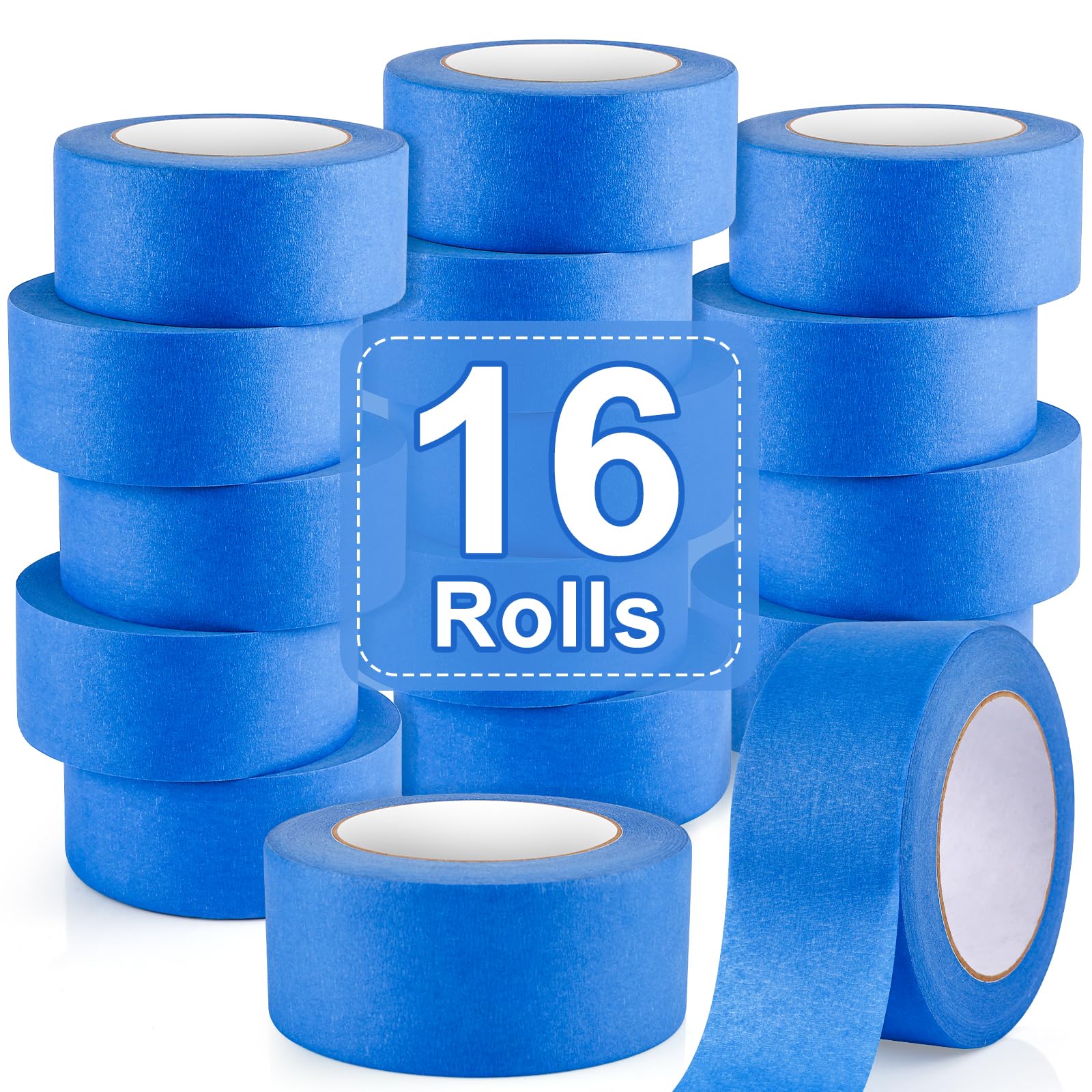 NEOACT 16 Rolls Painters Tape 2 Inch Wide,Multi-Surface No Residue Blue Masking Tape for Walls Painting,Packing,Labeling,DIY Crafts,2 Inch x 55 Yards(880 Yards Total)