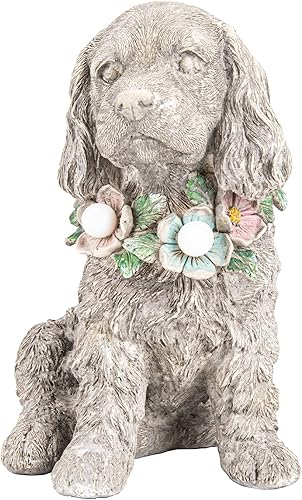 Ovewios Estatua de jardín regalo conmemorativo para perro decoración artística de patio con luces LED solares impermeables estatuilla de jardín de