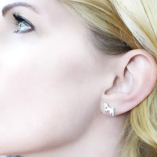 Miniatura 2 de Regalos Husky para mujer aretes de perno para mamá y perro plateado, Metal