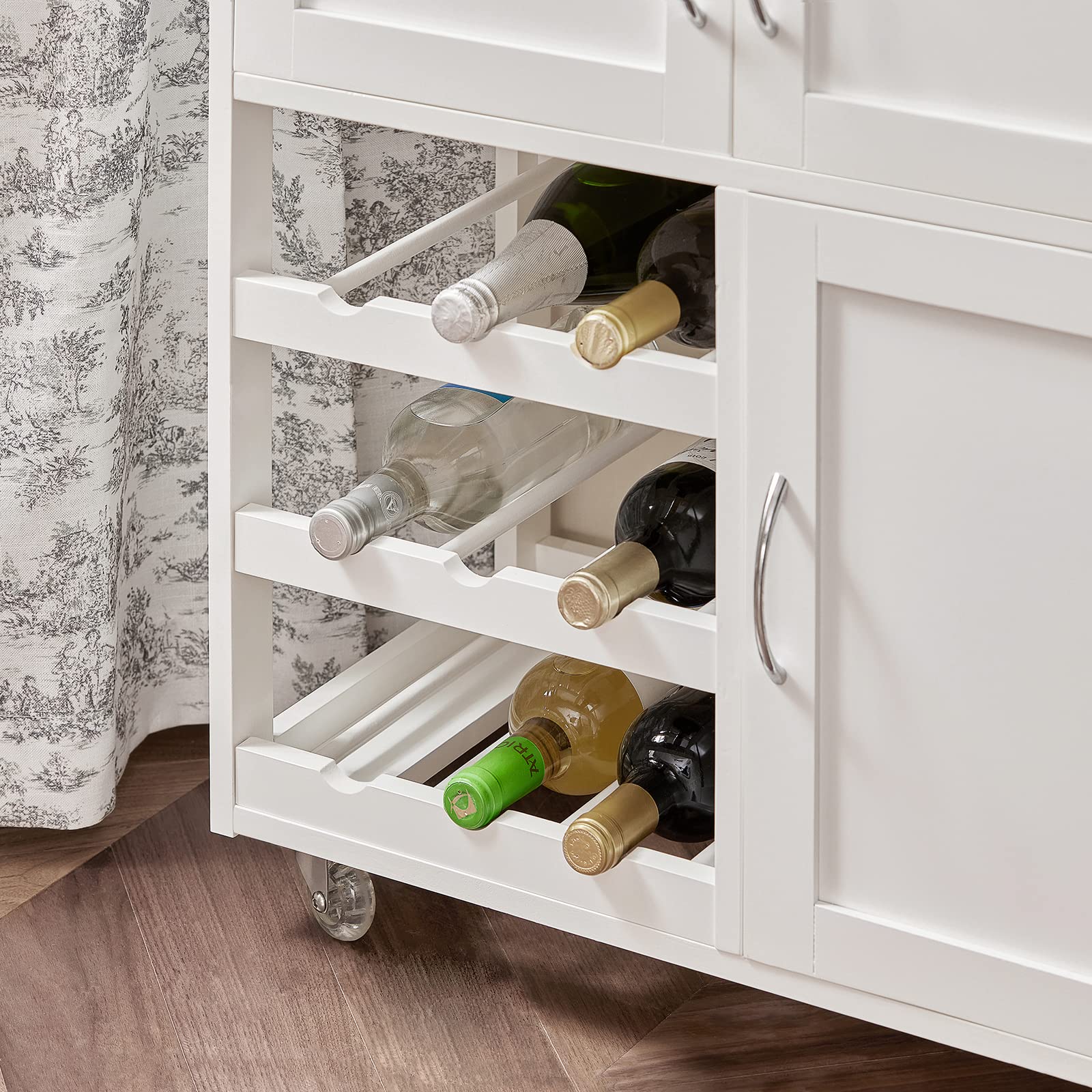 SoBuy Meuble Cuisine à roulettes avec Plan de Travail Desserte Cuisine avec tiroirs, Range-Bouteilles îlot Central Compact pour Cuisine, Salle à Manger et extérieur Blanc 67x38x86cm FKW45-WN