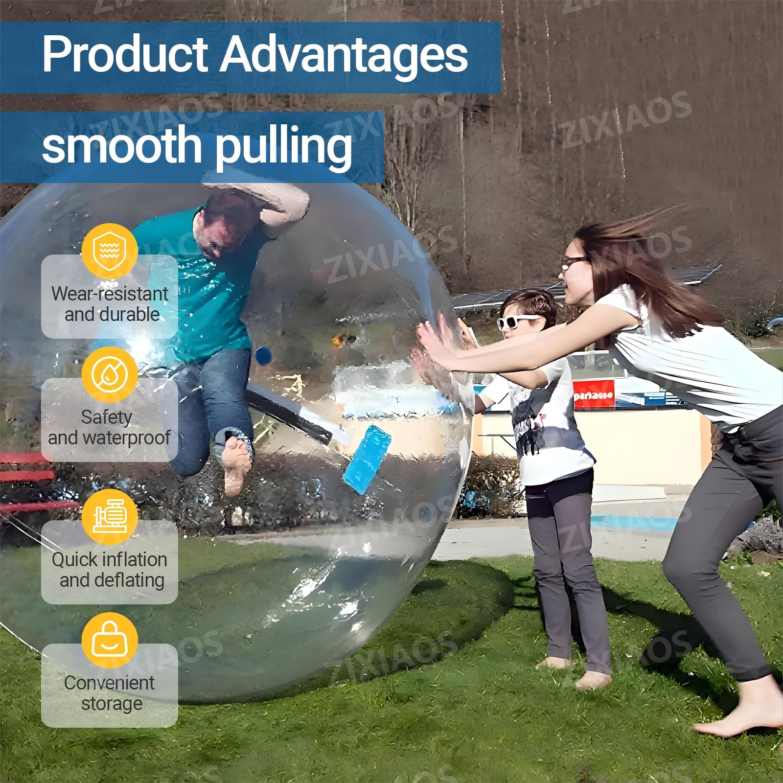 Pelota inflable para caminar con bomba de aire eléctrica, diseño de PVC duradero para playas y equipos de juego comerciales