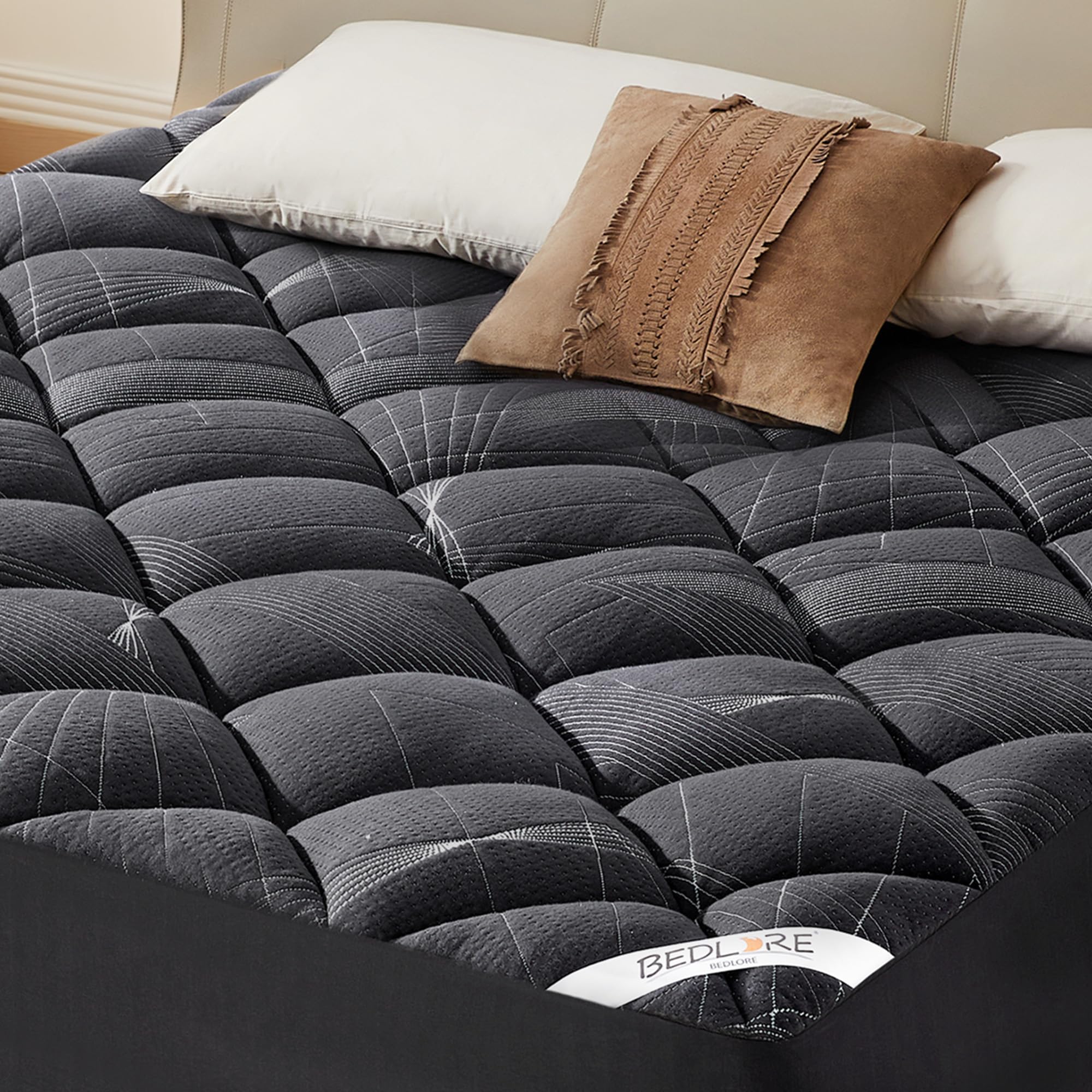 Bedlore Fluffy Mattress Topper Full Size,Soft Pillow-Top Mattress Pad for Back Pain Relief,Thick Breathable Mattress Cover with 6-15 Inches Deep Pocket