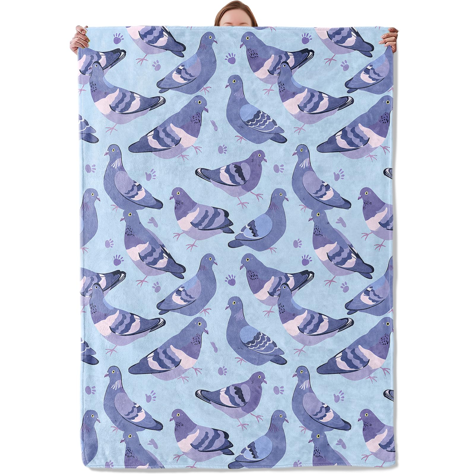 Pigeon Theme Blanket Gifts for Women Girls, Soft Warm Lightweight Flannel Throw Blankets for Living Room Home Sofa Travel Decor 50" x 60"
