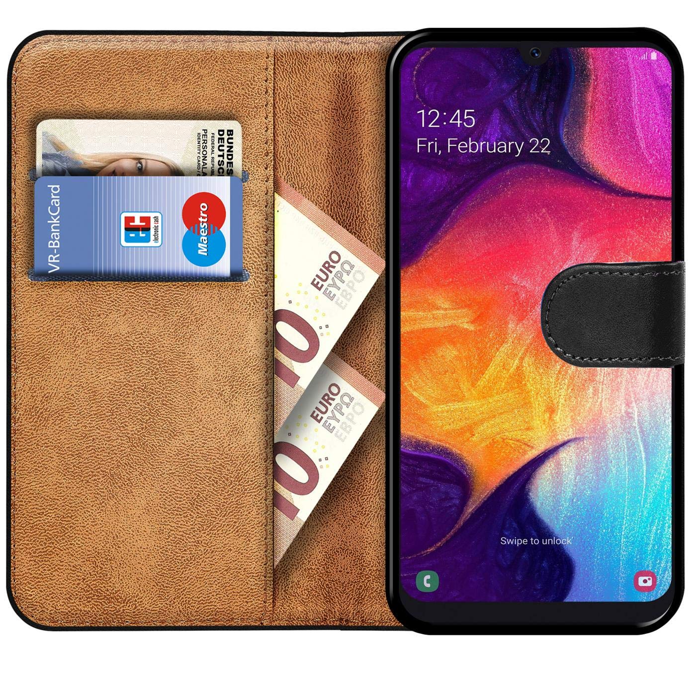Verco custodia per Samsung Galaxy A70, Case per Galaxy A70 Cover PU Pelle Portafoglio Protettiva, Nero