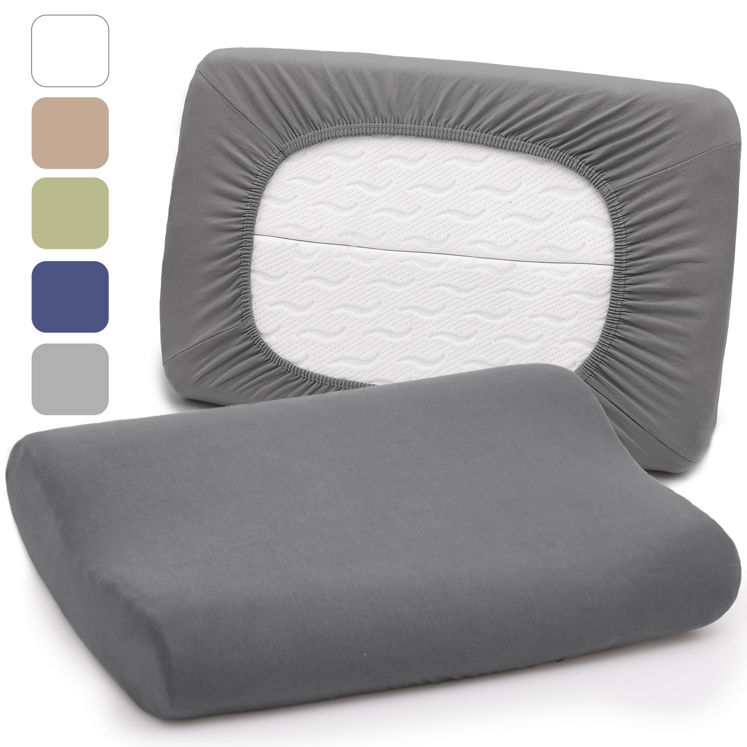 Funda de almohada sanitaria, 95% algodón, 5% elastano, transpirable y agradable, lavable, 30-45 x 50-65 cm, antracita