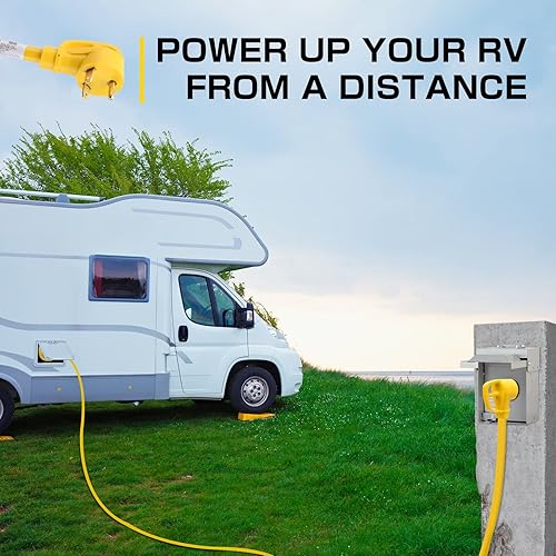 Miniatura 5 de RealPlus Cable de extensión de alimentación bloqueable RV de 30 amperios de 20 pies y 30 amperios preperforado kit combinado de caja de entrada de