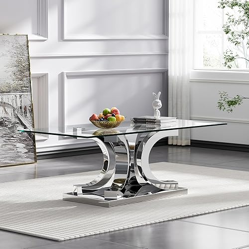 Miniatura 12 de Mesa consola de cristal dorado de lujo moderna de 55 pulgadas, mesa de entrada delgada con base de acero inoxidable brillante con espejo Consola