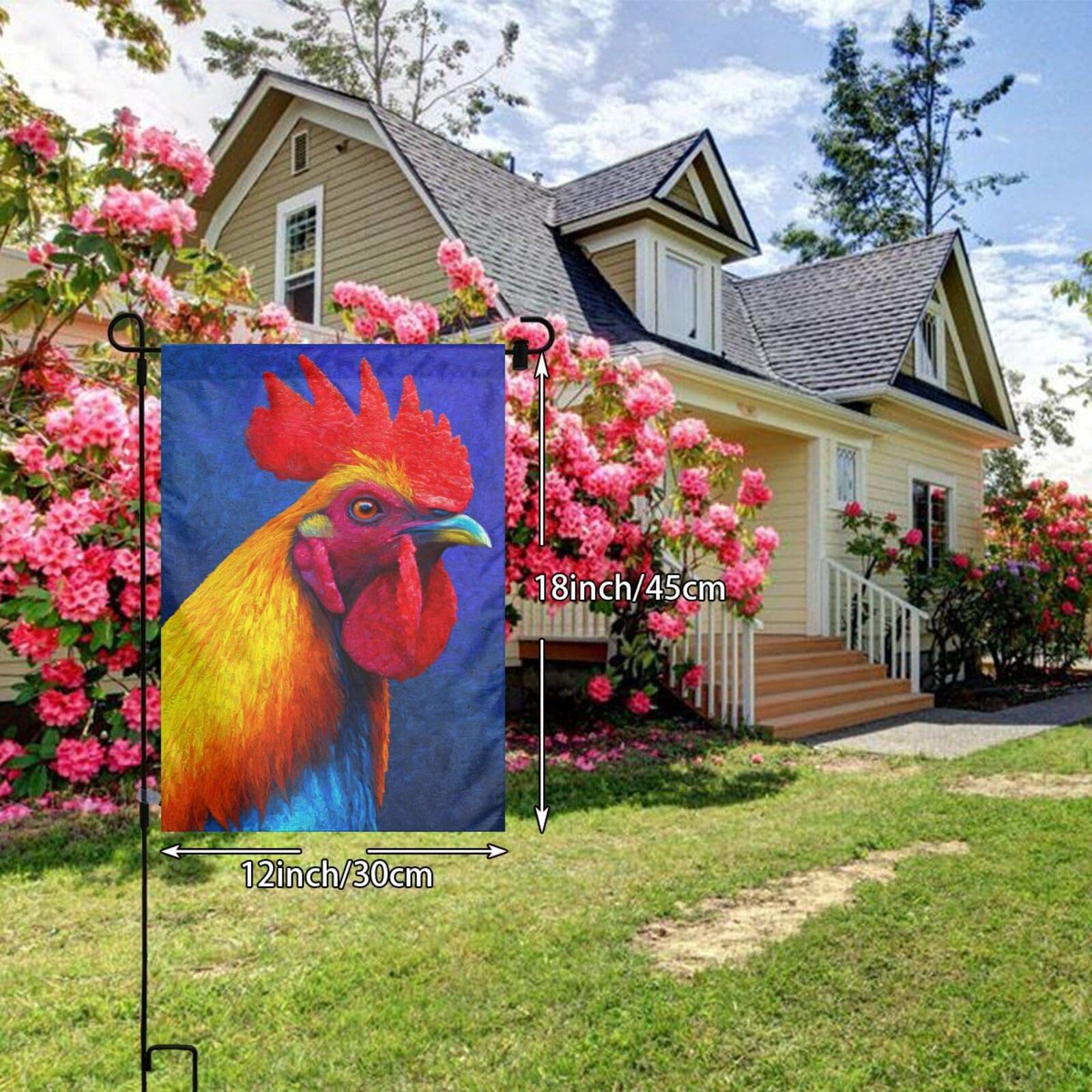 Abstract Colorful Rooster Garden Flag 12x18 Vertical Double Sided Farmhouse Holiday Outside Decorations Yard Flag