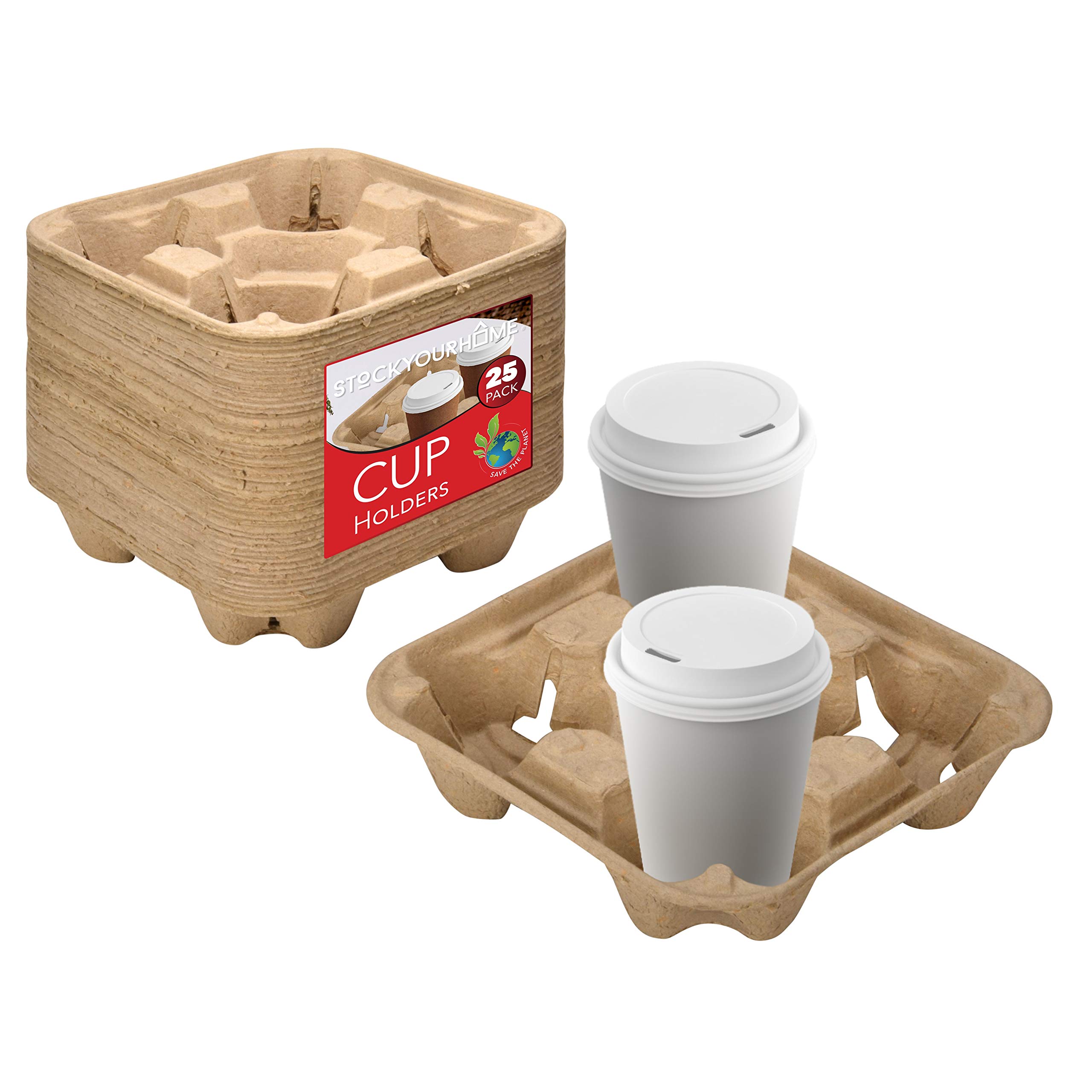 Buy 4 Cup Disposable Coffee Tray (25 Count) Biodegradable and