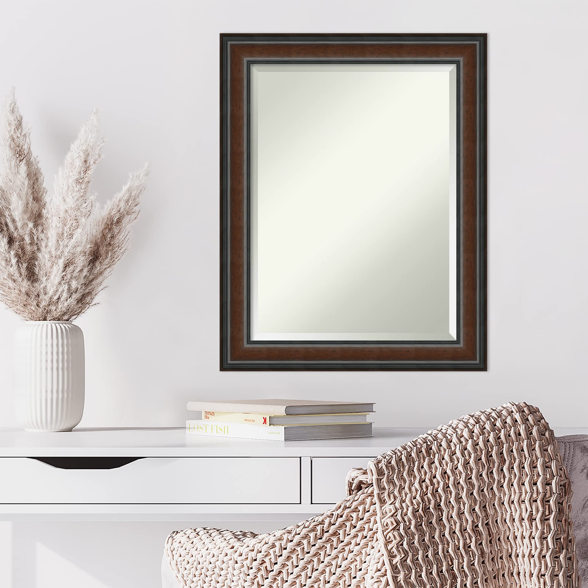 Amazon.com: Amanti Art Brown Wall Mirror 29x23 Wood Framed Small