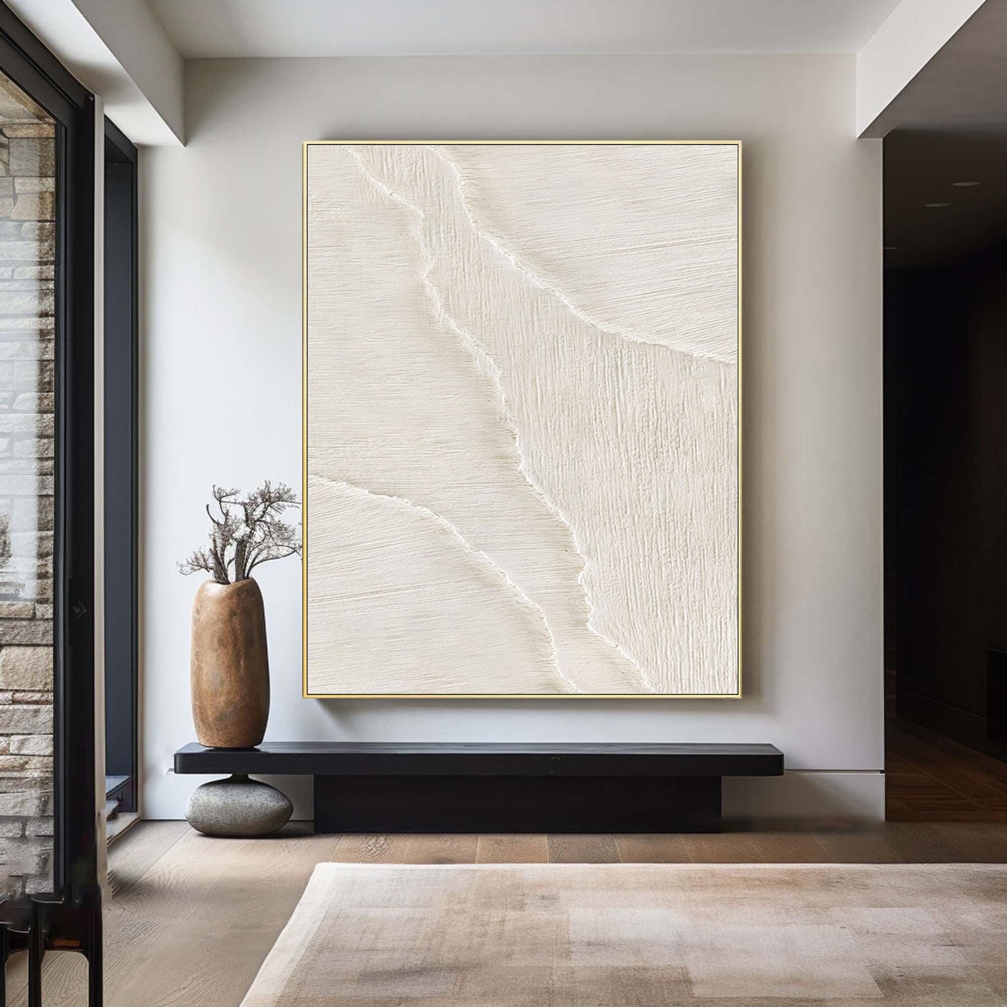 Tableau abstrait blanc vagues modernes décoration grand format - 8