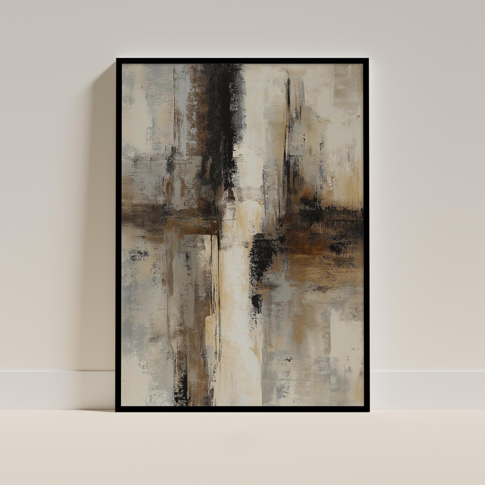 UUDEZO UUDEZONE abstrakcyjna sztuka ścienna, sztuka ścienna Wabi-Sabi, nowoczesna, teksturowana beżowa grafika do dekoracji ścian w salonie (30 x 45 cm)