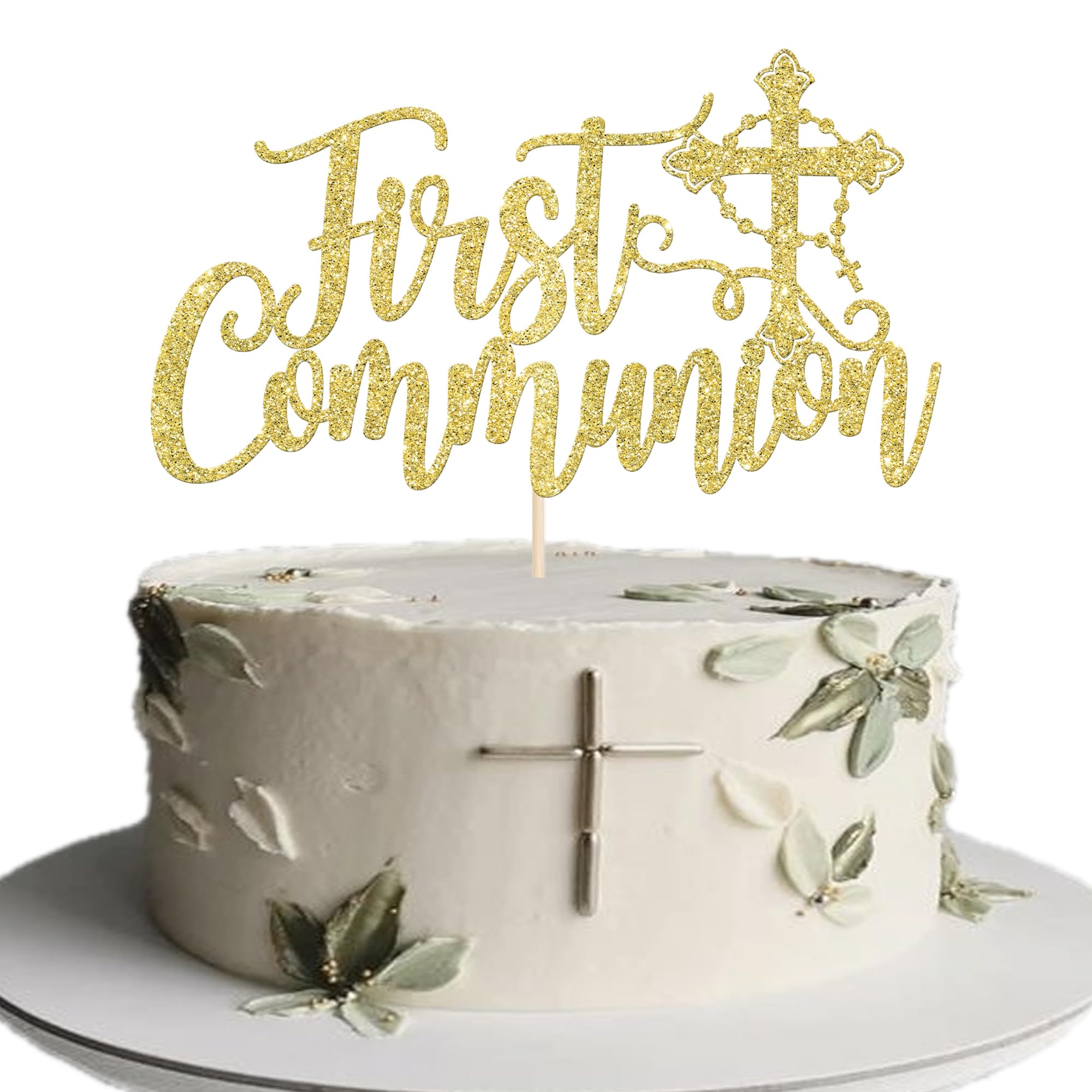 ZHUOWEISM 10 PCS Acrylic Cross Cake Topper Christian Baptism God Bless Cake Pick for First Communion Theme Baby Shower Birthday Party Cake Decorations Supplies Gold — view 11