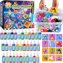 UNGLINGA Magic Water Elf Toy Kit for Kids, 34 Bottles Color Gel Water Gel Aquatic Animals Make Elf Aqua Fairy Creative Craft Kit for Girls Boys Birthday Gift