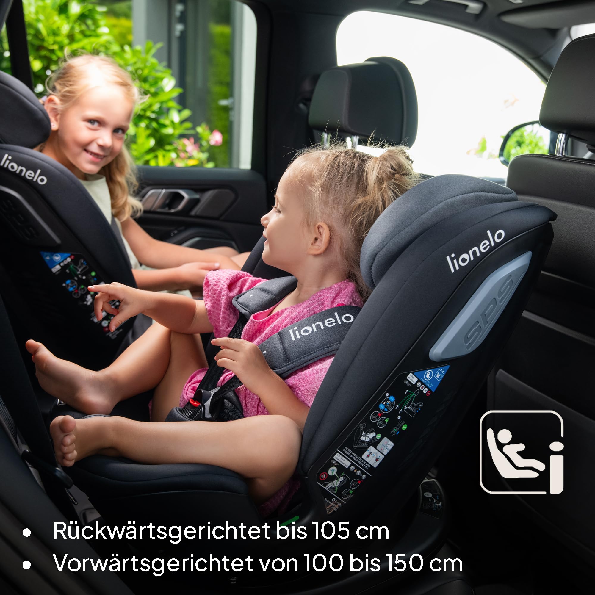 Lionelo Bastiaan RWF Baby- und Kleinkindautositz 0-36 kg von 40–150 cm | 360° drehbar ISOFIX-zertifiziert i-Size R129 neuester Standard, Befestigung vorne und hinten, Seitenschutz, voll verstellbar