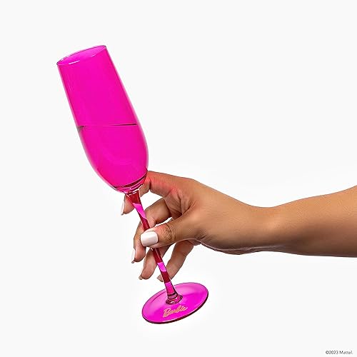 Miniatura 5 de Dragon Glassware x Barbie - Juego de 2 copas de champán de cristal rosa y magenta de 8 onzas, para mimosa y cóctel