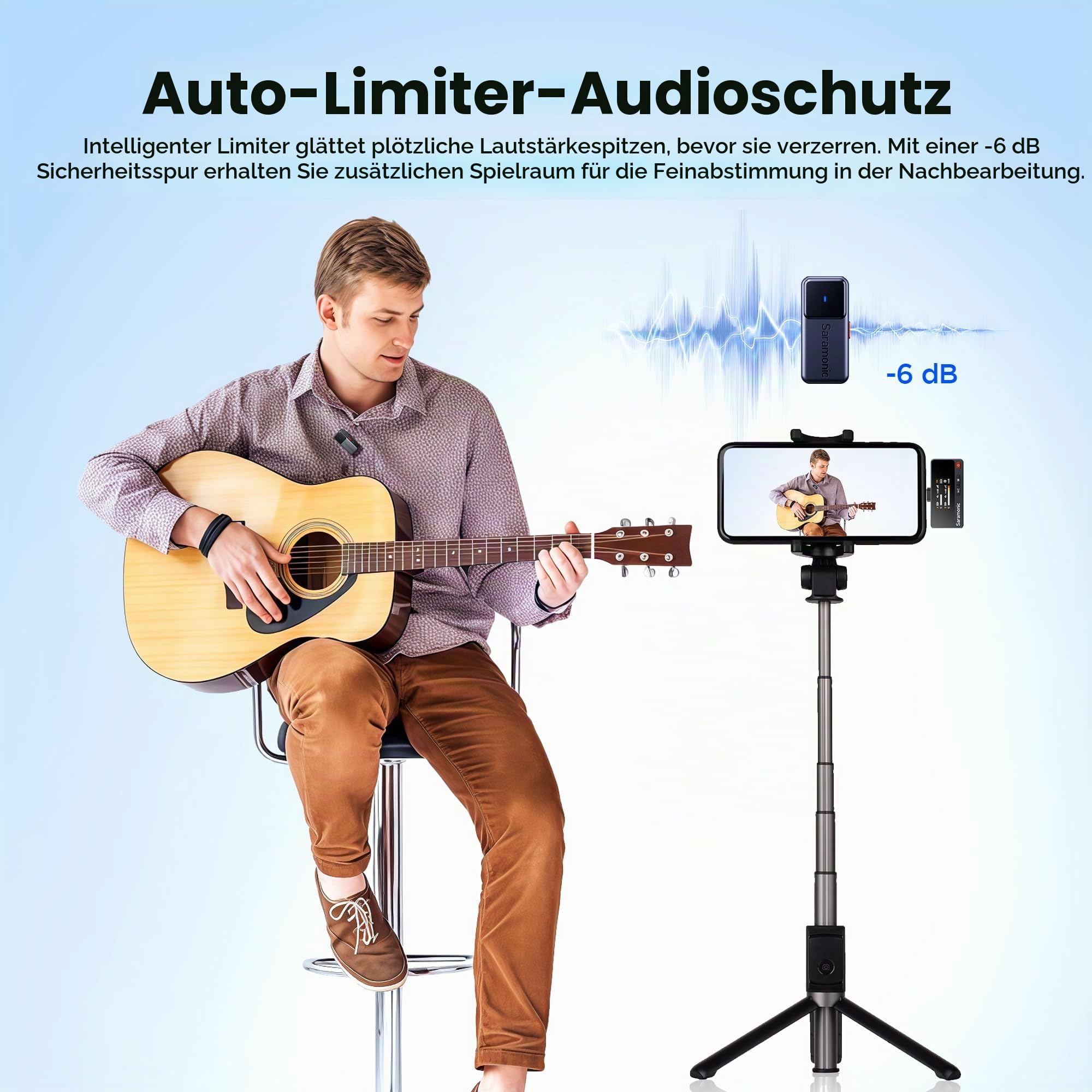 Saramonic Air Wirelss Lavalier Mikrofon Handy (2 Sender, 1 USB-C Empfänger, Ladeschale), 48H Akku, Mini ansteckmikrofon für iPhone - Android YouTube, TikTok, Vlog, Livestream, Interview