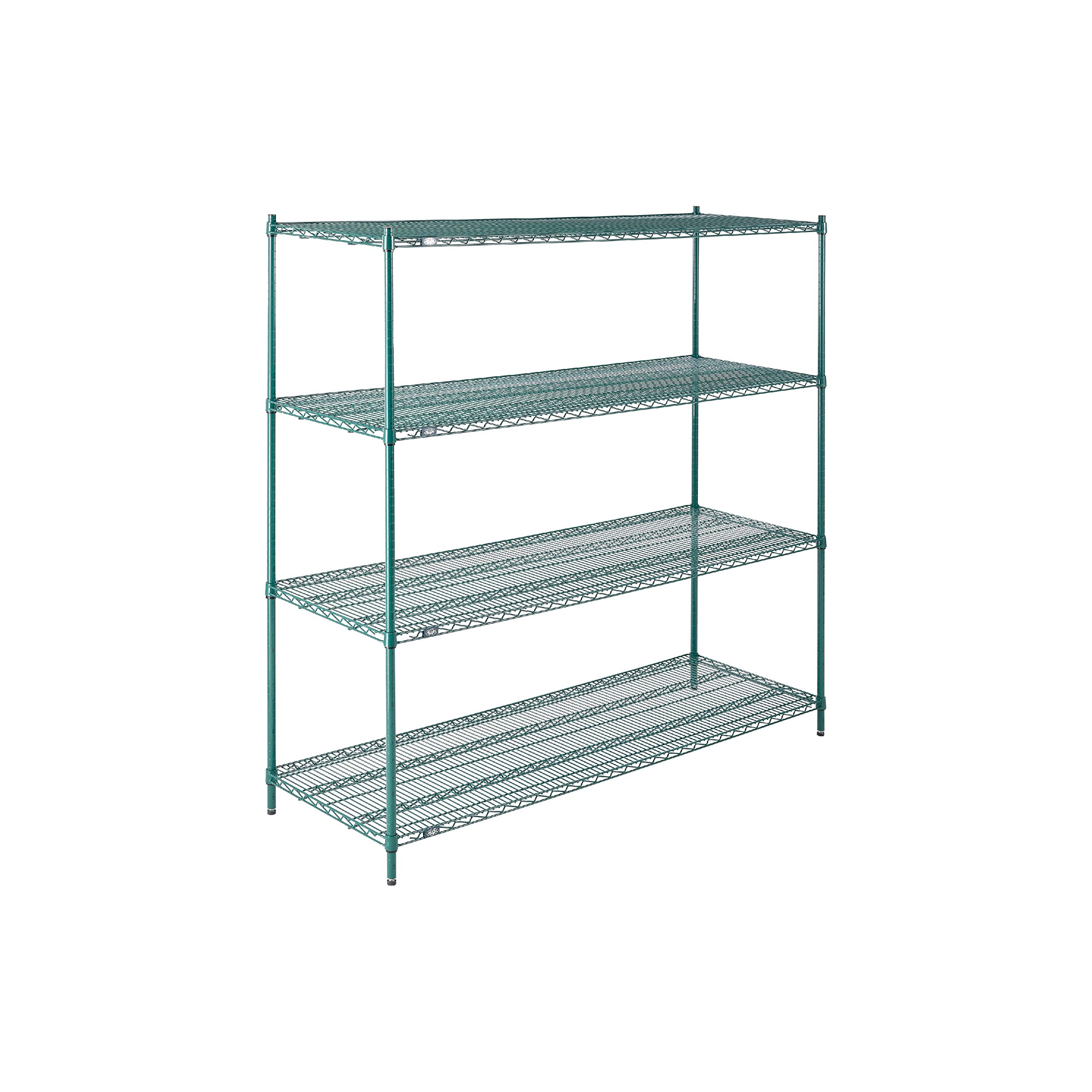 Nexel Poly-Green Adjustable Wire Shelving Unit, 4 Tier, Heavy Duty Commerical Storage Organizer Wire Rack, 24" x 72" x 74", Green