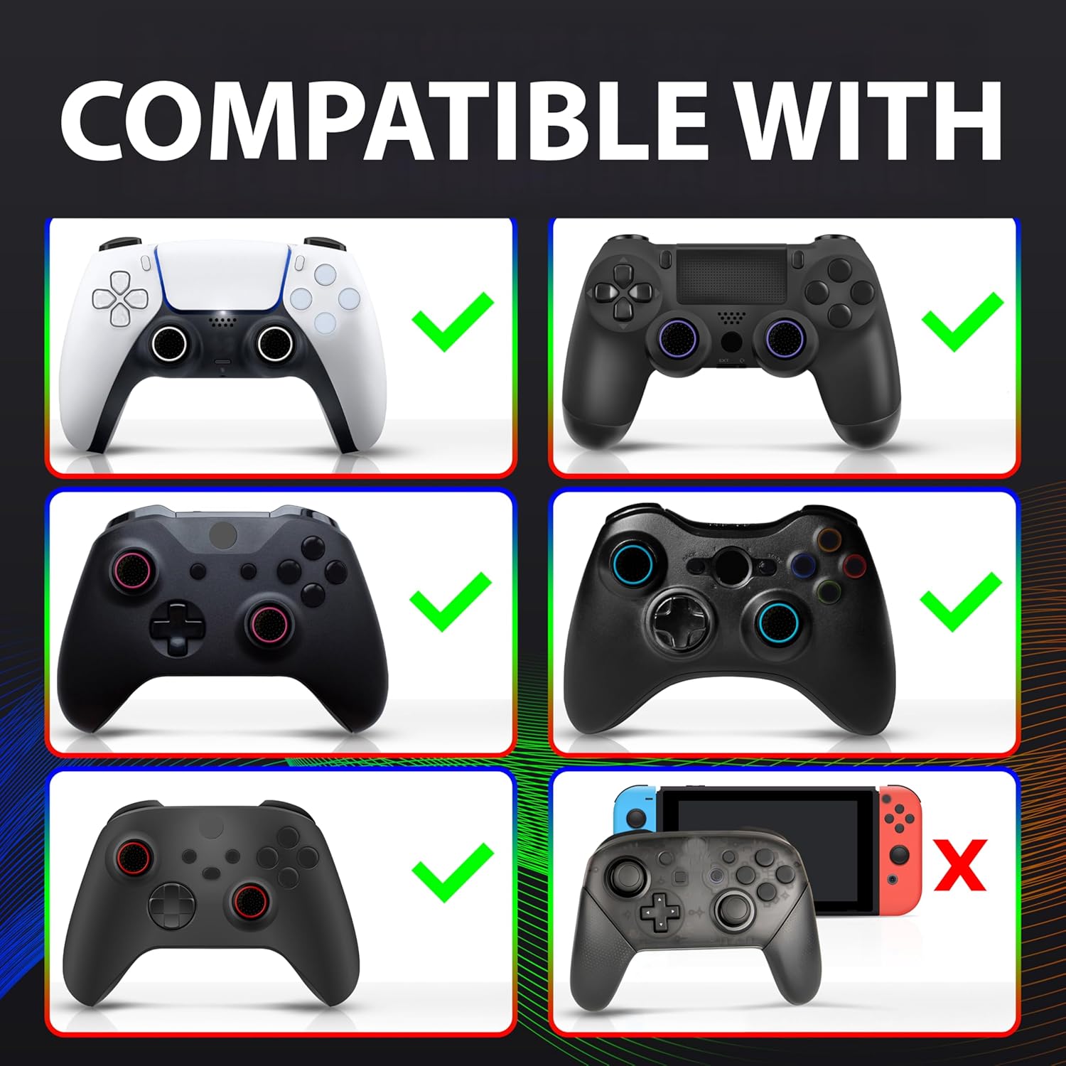 MatoSan 20 Thumbstick Grip Caps – Universal Silicone Controller Covers – Enhanced Grip, Precision & Protection – Anti-Slip Joystick Accessories for All Modern Game Controllers - Image 3