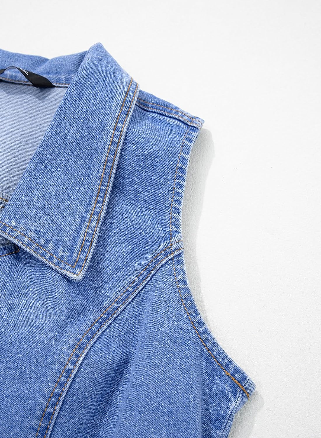 Sidefeel Womens Denim Vest Lapel Sleeveless Button Down Crop Trendy Cowgirl Outfit Jean Vest Top