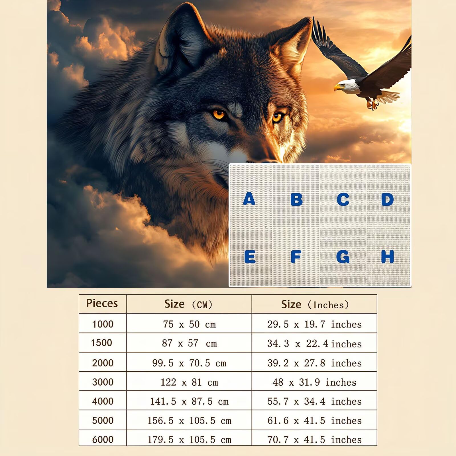 Puzzle 2000 Pezzi Classici, Puzzle Lupo aquila 99 x 70 cm, Gioco Educativo e Antistress in Legno con Poster Incluso, Ttività DIY per Famiglia, Regalo per Appassionati, Decor Parete Casa, f0-608