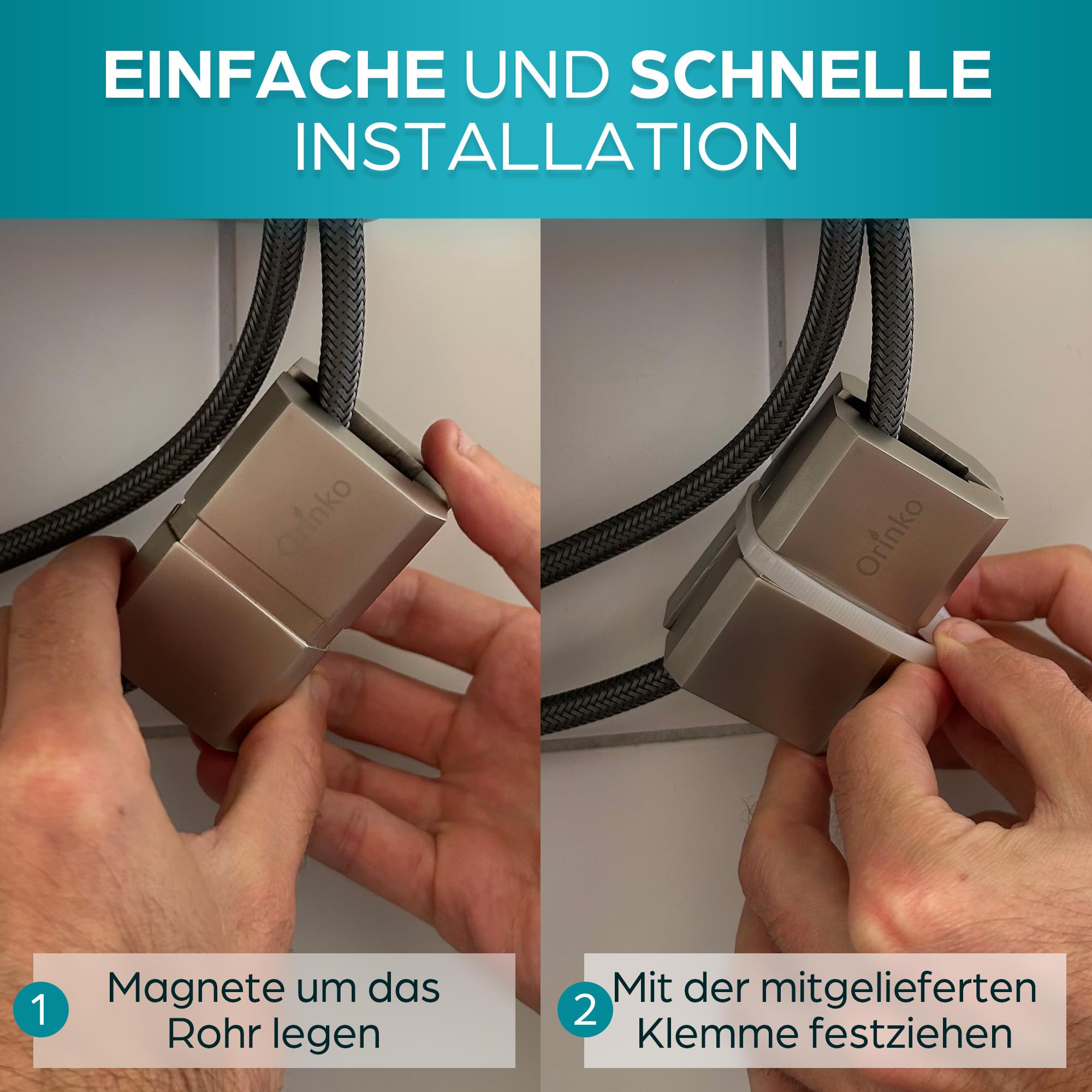ORINKO Anti Kalk Magnet Wasserenthärter für Wasserleitungen – Magnetischer Kalkfilter ohne Chemie – Ideal für Waschmaschine, Geschirrspüler, Wasserhahn – Nachhaltiger Kalkschutz ohne Entkalkungsanlage