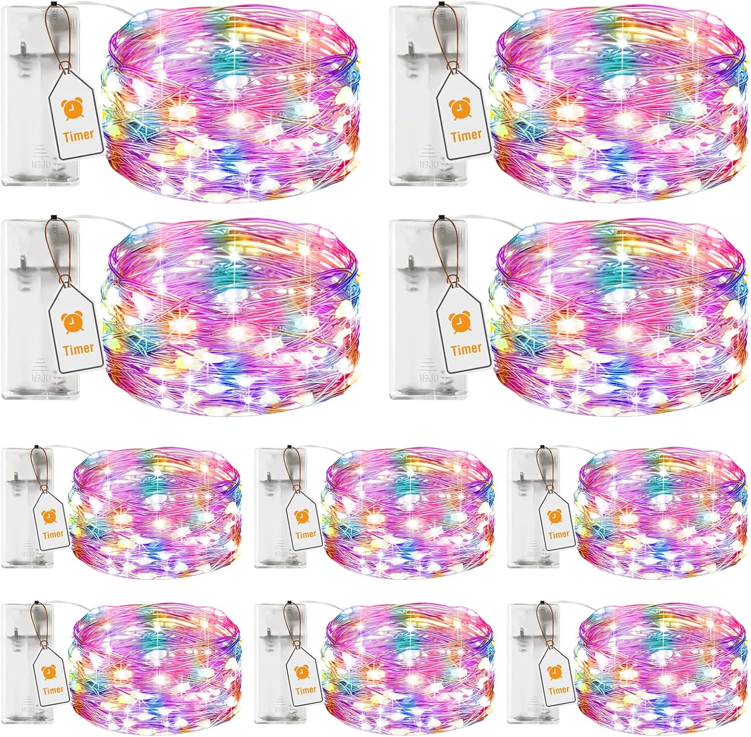 btfarm 10 Pack Fairy Lights Battery Operated with Timer, 2M 20LED Small