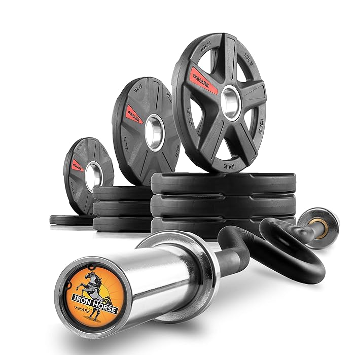 Buy XMark Olympic Weight Set With EZ Super Curl Bar, Barbell Olympic