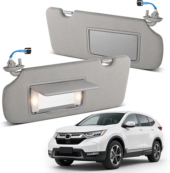 ItranMc Sun Visor Driver & Passenger Side for Honda CRV 2017-2022, Left & Right Side Sunvisor with Light Mirror, Gray, Replacement#83280TLAA12ZB 83230TLAA12ZB