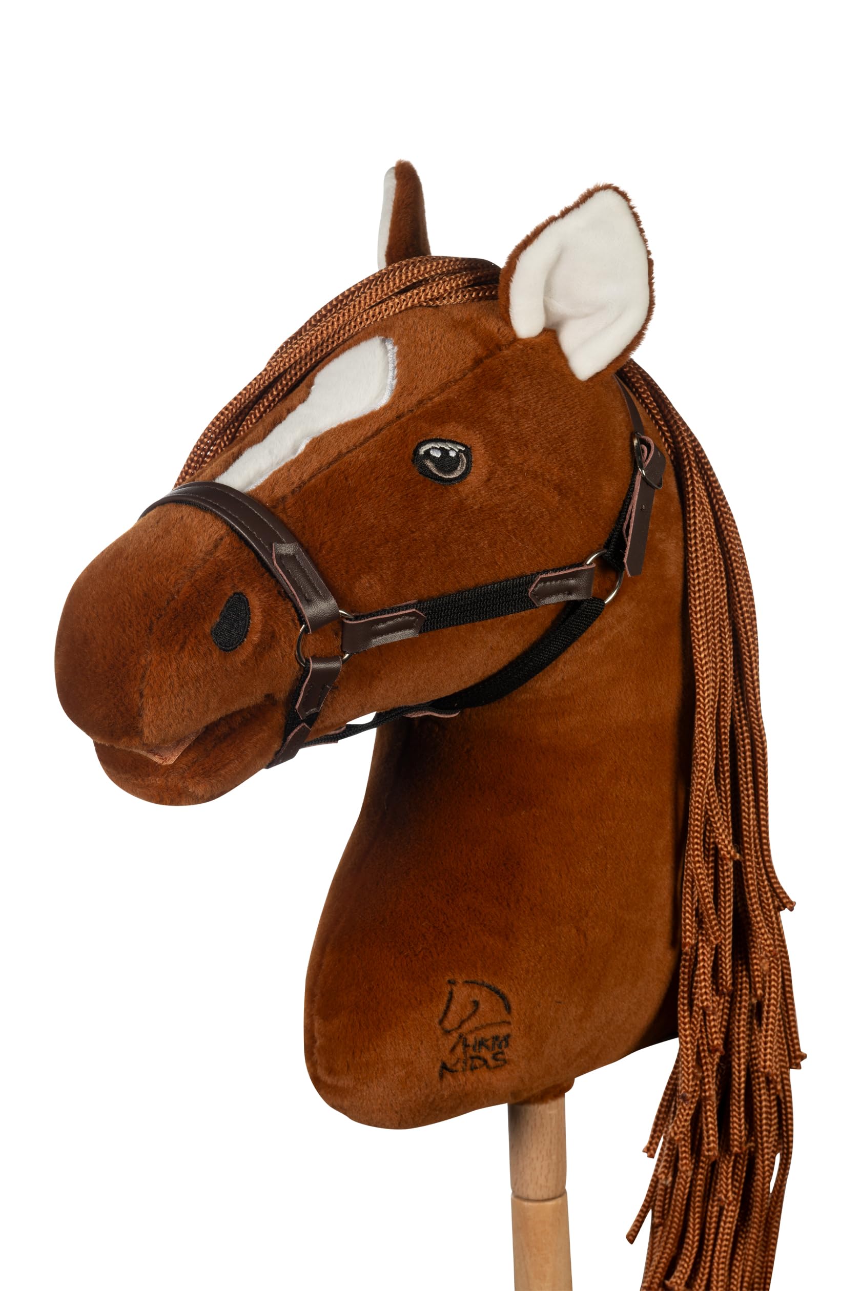 HKM - Hobby Horse Premium, Dunkelfuchs mit Halfter, Schweif & abschraubbarem Stock, Steckenpferd für Kinder, Stockpferd + Zubehör zum Hobby Horsing