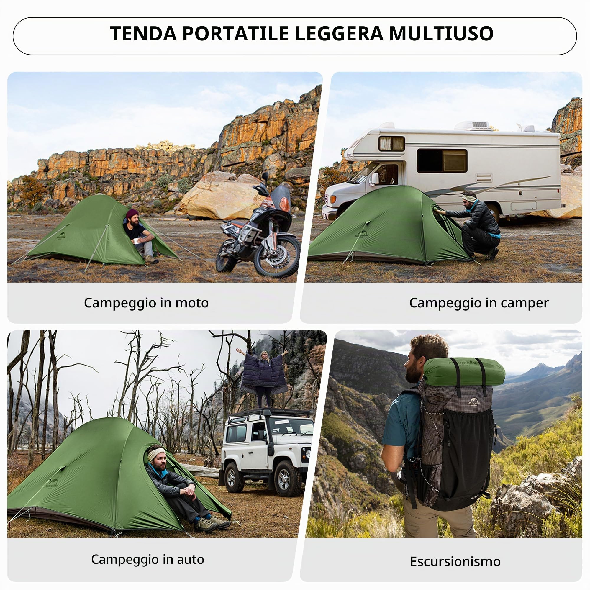 Naturehike Cloud-up 2 Persona Tenda Campeggio Doppio Strato 3-4 Stagioni