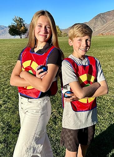 Miniatura 9 de Juego definitivo de Dodgeball para niños, juego de juguetes para 2 jugadores, 2 chalecos, 6 bolas Dodge y bolsa con cordón, divertido juego