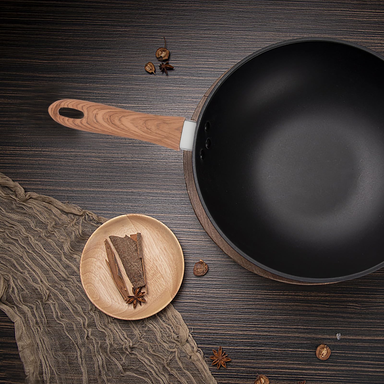BETOOKY Manico di Ricambio per Pentola in Legno Effetto Naturale, Impugnatura Antiscottatura Termoisolante per Manico Padella e Bollilatte, Sostituzione Maniglia Multifunzionale