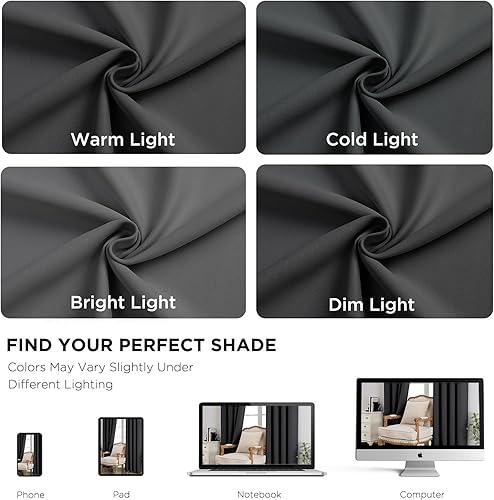 Miniatura 6 de CUCRAF - Cortinas opacas de 63pulgadas de largo, para oscurecer la habitación, con aislamiento térmico y ojales para sala de estardormitorio, juego