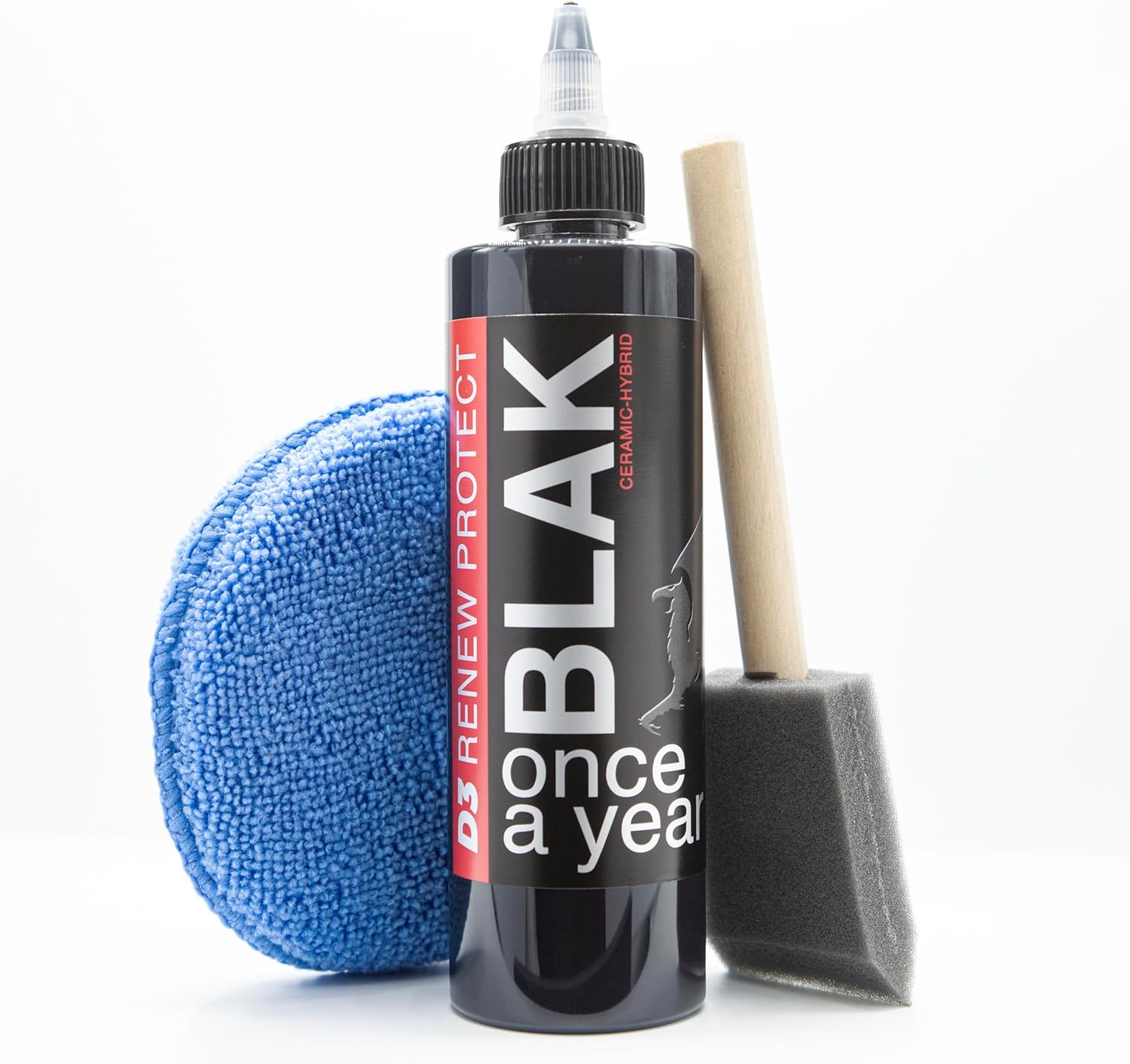 Blak - Semipermanent Rich Black Tire & Trim Treatment, Mid to High Shine, Floor Mat- RV- Golf Cart, Motorcycle-Safe, Acrylic Ceramic-Hybrid Protectant, Wash-Proof, 5 min Dry-Seal 8oz