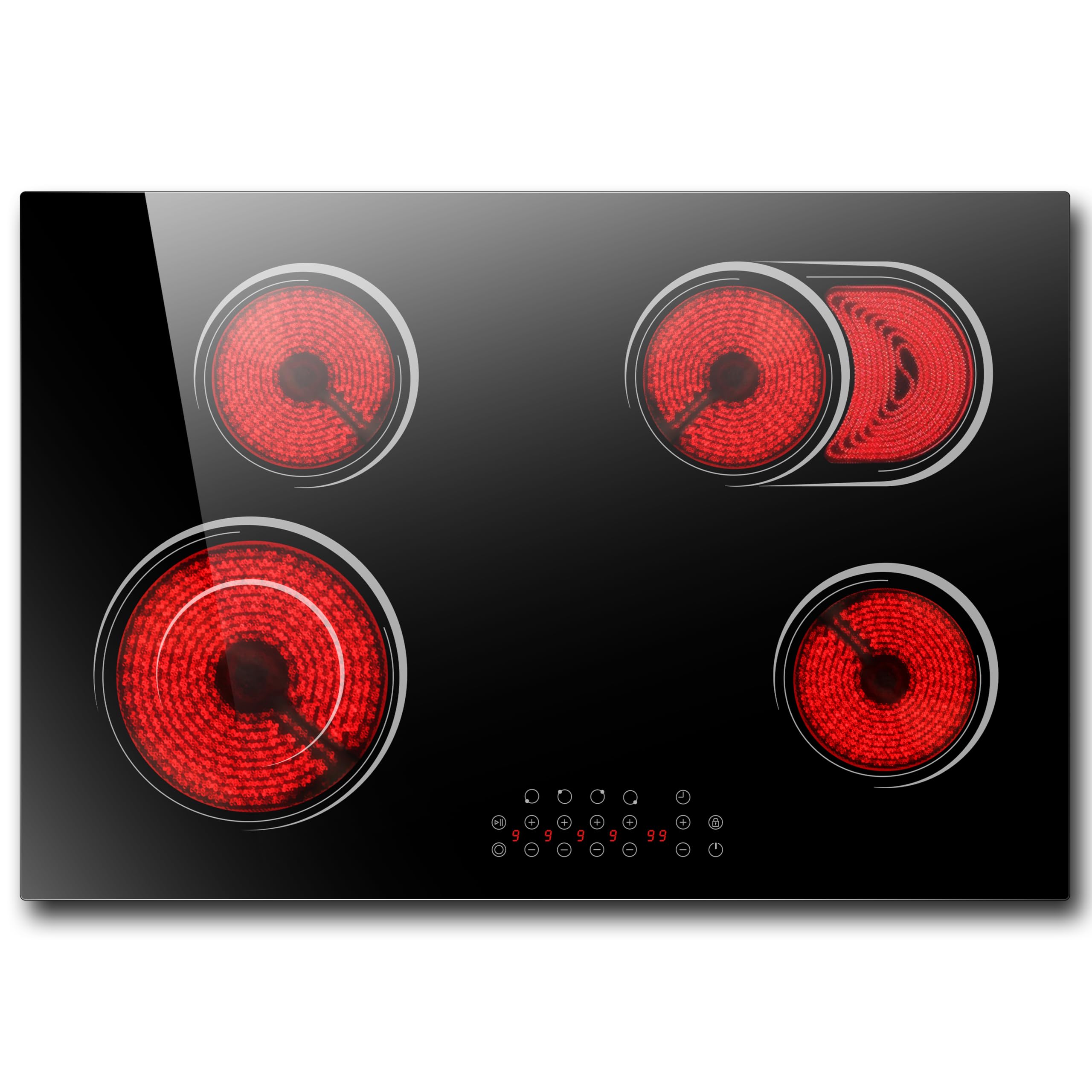 30 Inch Electric Cooktop 4 Burner, Electric Stove Top, 6600W Built-in