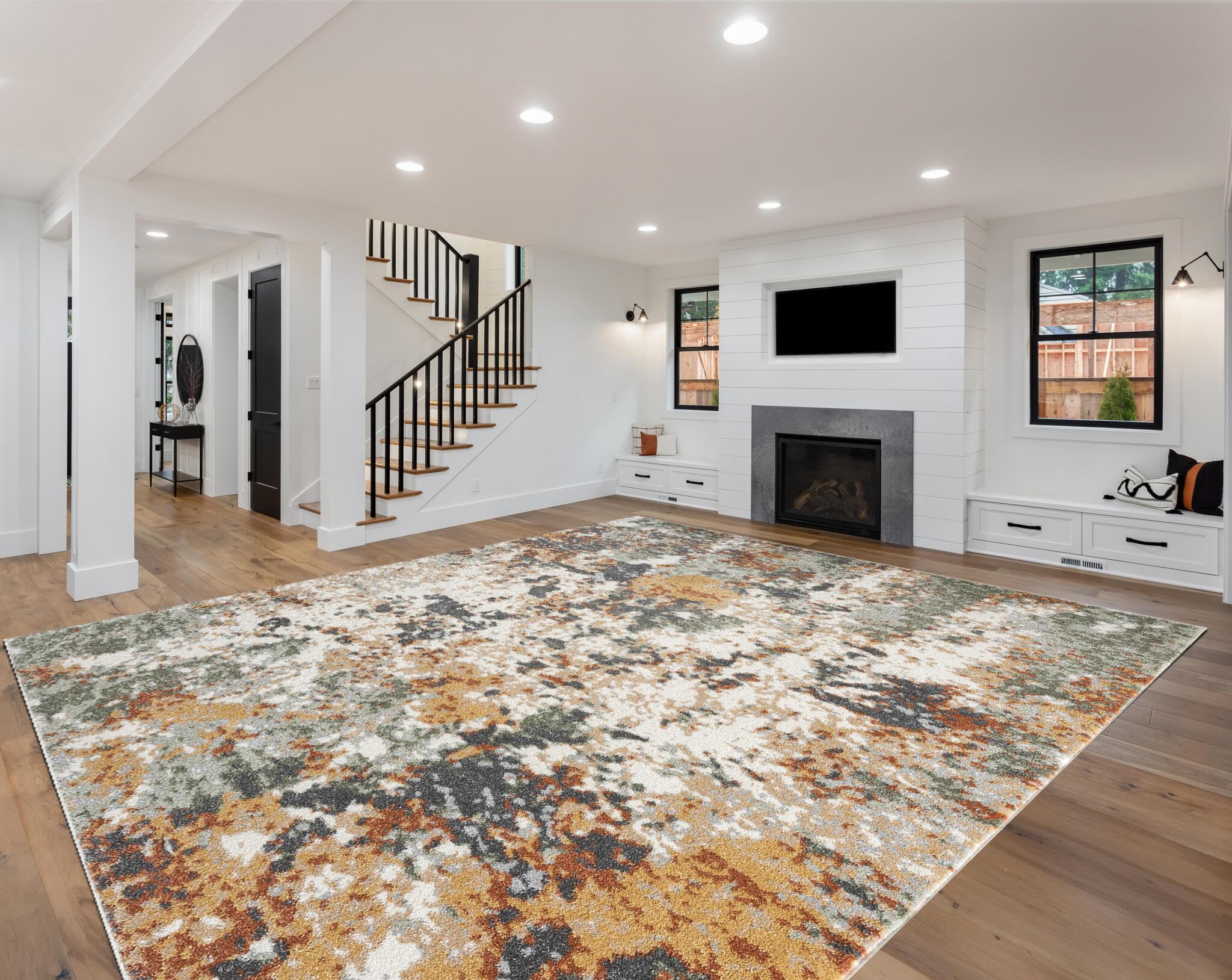 Keen Home Design Area Rugs - 8x10 Non-Shedding, Abstract Rugs for Kitchen, Living Room, Bedroom, Dining Room, Entryway - Size: 7'3