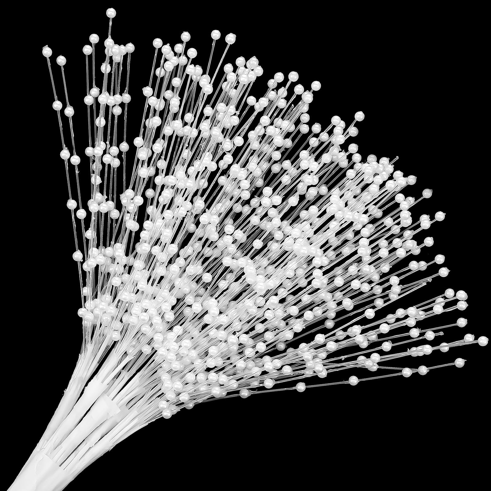String Pearl Sticks Pearls for Wedding Decor, 50PCS 4mm Pearls String Beaded Bouquet Spray Filler Floral Arrangements Picks for Bridal Flower Bouquet DIY Party Table Decor Corsage Christmas Garland-image-11