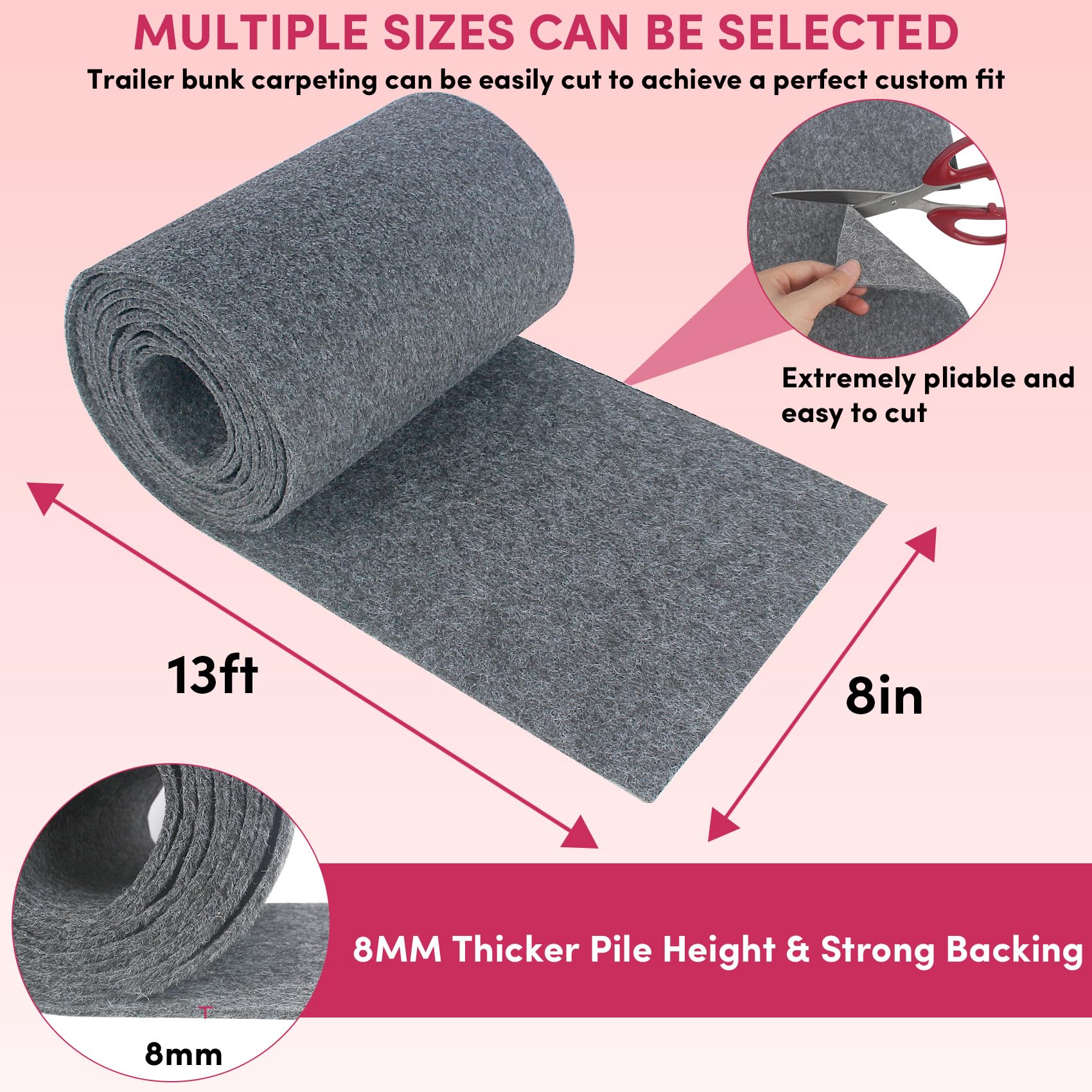 Boat Trailer Bunk Carpet Grey 8 Inch X 13 Feet Bunk