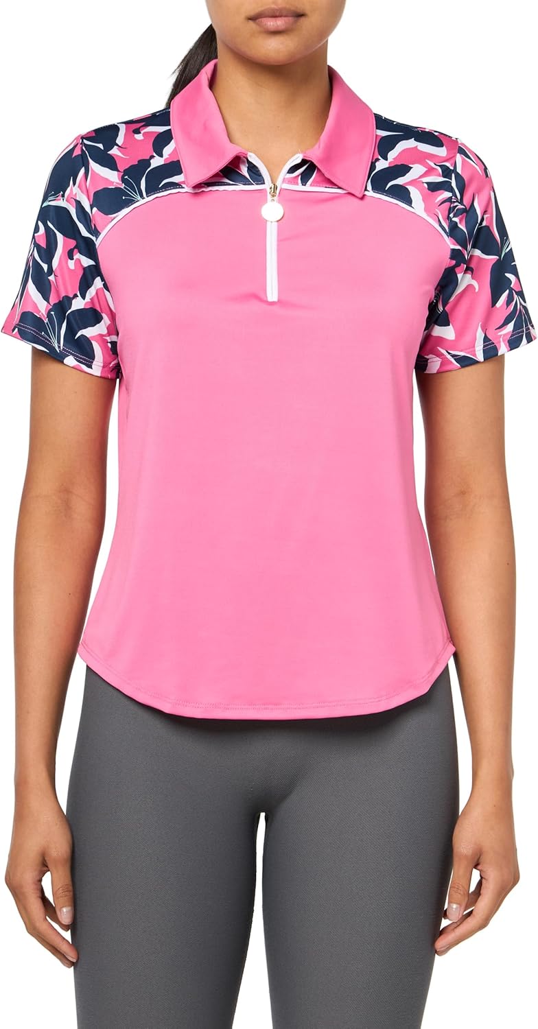 Stella Parker Women's Quarter Zip Tennis-Golf Polo Top-UPF+, Quick Dry, Moisture Wicking