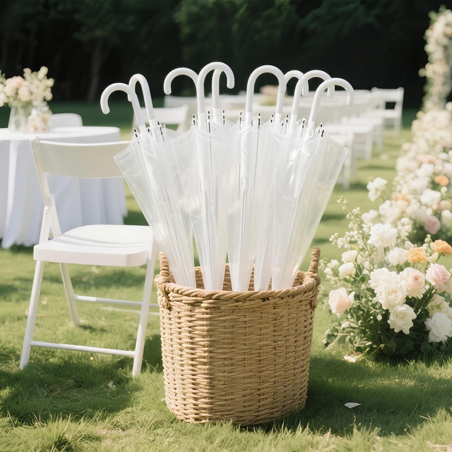 8 Pack Clear Bubble Wedding Umbrellas - 47" Windproof Transparent Dome Rain Umbrellas for Bride & Groom, Photography, Outdoor Events with Fiberglass Frame Anti-Wind Design