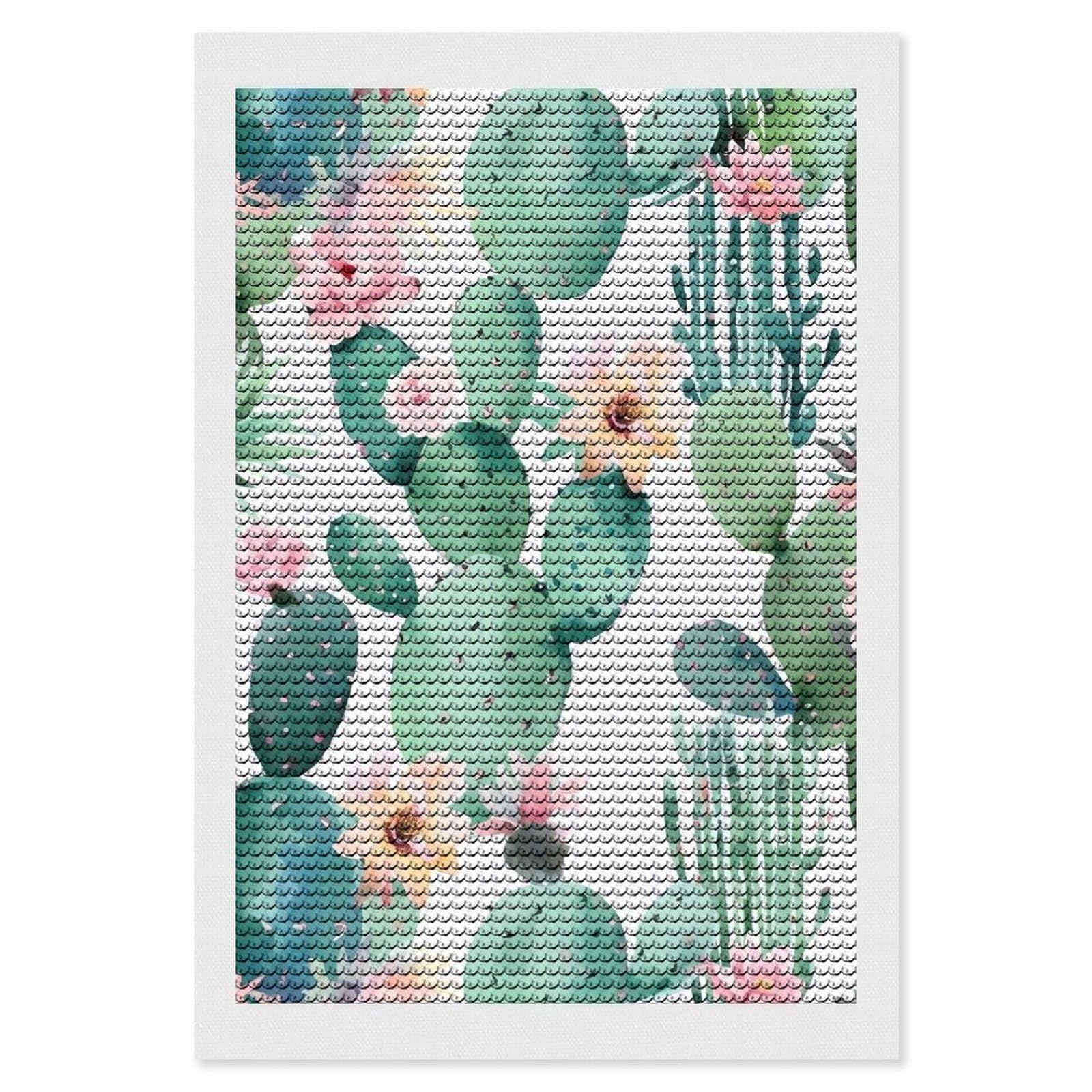 Cactus Pattern Diamond Art Kits for Adults, DIY 5D Diamonds Painting Kits for Beginner, Round Full Drill Diamond Dots Painting, Diamonds Pictures Gem Art and Crafts Wall Decor 8"x12"